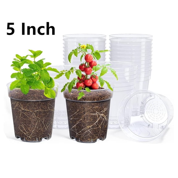 15 Pcs Clear Nursery Pots with Drainage Holes, Clear Plant Pot for Planting, Transparent Plastic Plant Pots,Plastic Flower Pots for Succulents(5 Inch)