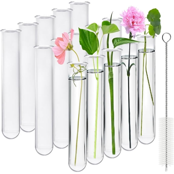 15 Pcs Clear Test Tubes for Plant Propagation Station, Acrylic Test Tubes for Scientific Experiments,30 ml Round Bottom Test Tubes for Hydroponic Flowers Home Office -0.78" Diameter