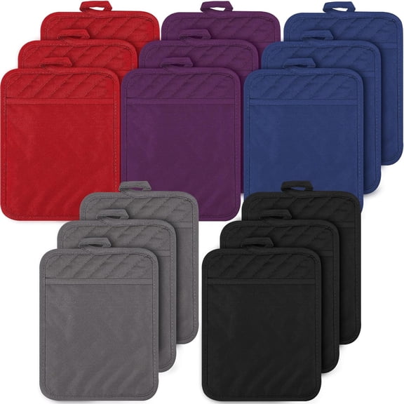 15 Pcs Cotton Pocket Pot Holders for Kitchen Heat Resistant Cotton Hot Pads Kitchen Multipurpose Potholders Bulk for Baking Cooking(Multi Colors)