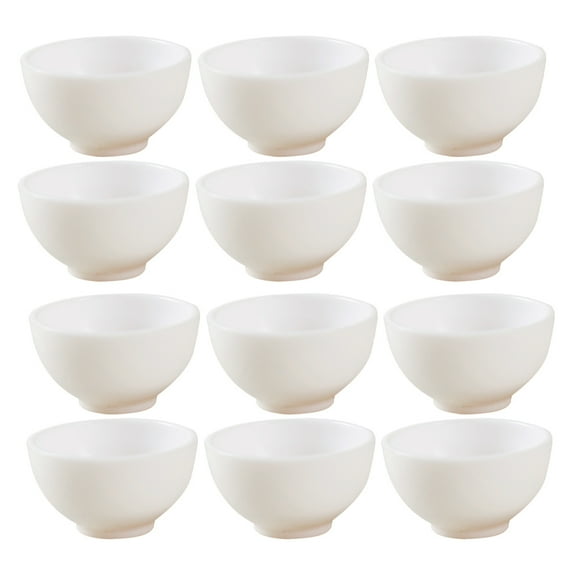 15-Piece Mini Dollhouse Kitchen Accessories Set White Plastic Round Bowls Tableware for Dolls