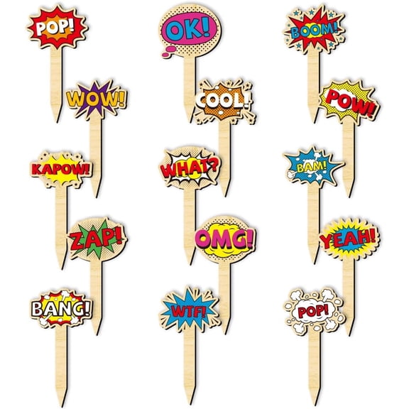 15 Pcs Exploded Shape Wooden Plant Labels Box Comic Text Waterproof Garden Stake Funny Marker for Indoor Outdoor Potted Plant Nursery Marker Decoration 1 Set