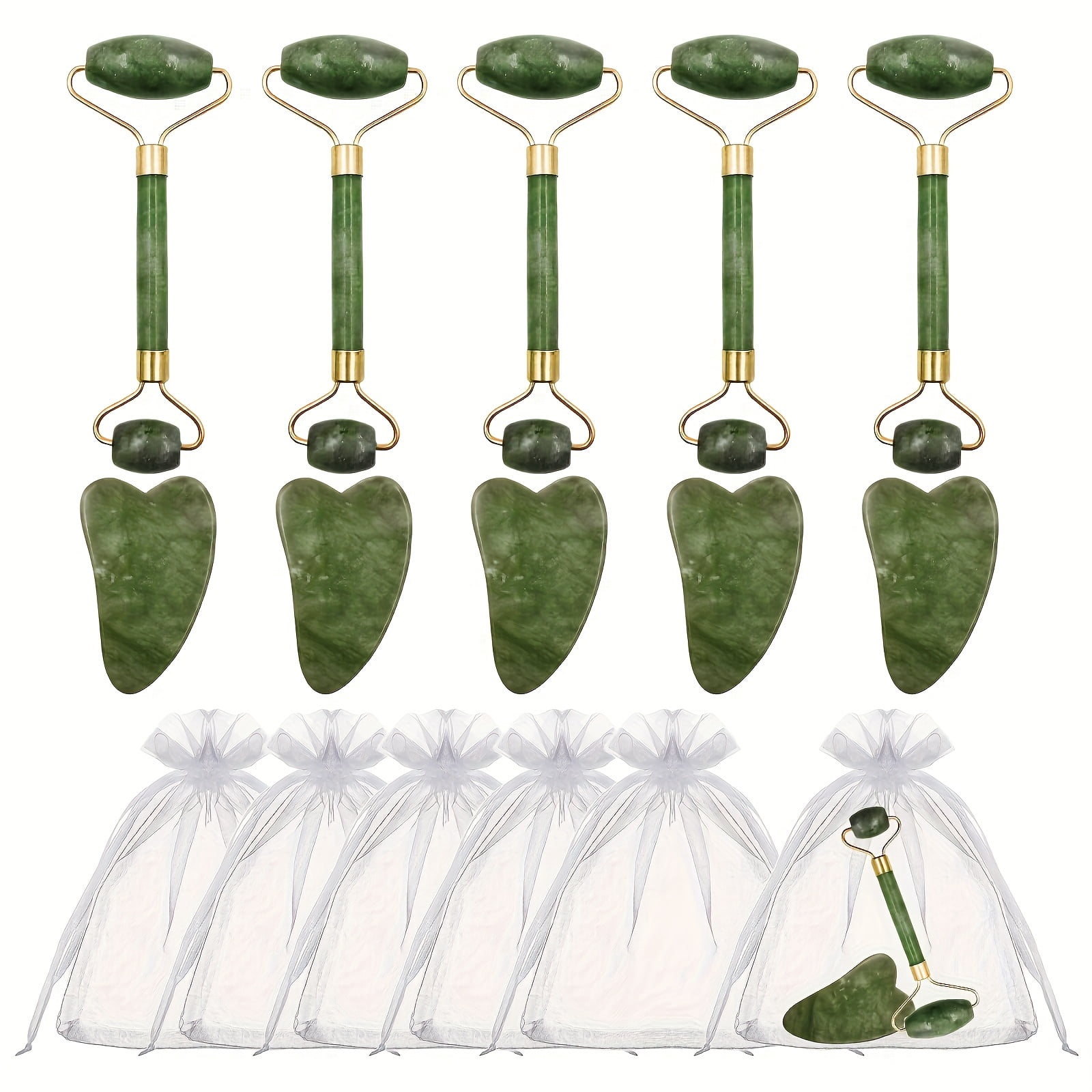 15 Pcs Face Massage Tool Set, Facial Roller and Heart Shape Scraping Tools with Storage Bags, Relaxation Massage Tools for Face and Body, Party Favors Gift Set for Women