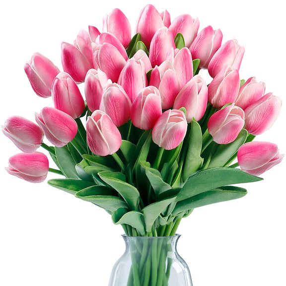 15 Pcs Fake Tulips Artificial Flowers Real Touch PU Faux Flowers Tulip Stems for Wedding Spring Bouquet Floral Arrangement Party Home Office Decorations for Mother's Day (Multi Colors)