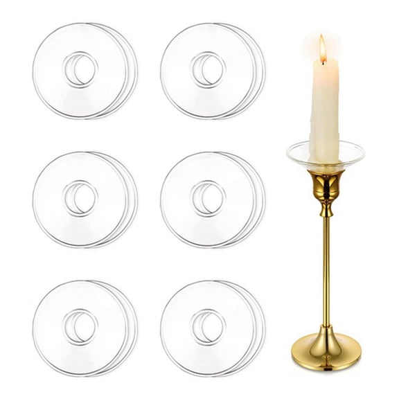 15 Pcs Glass Candle Drip Protectors for Candlesticks Glass Bobeches Round Wax Catchers for Candlesticks Candle Rings