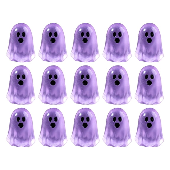 15 Pcs Glow in The Dark Ghost Figures | Mini Halloween Party Favors Set | Resin Ornaments | Cute Ghost Decorations | Bulk Halloween Toy Figurines(Purple)