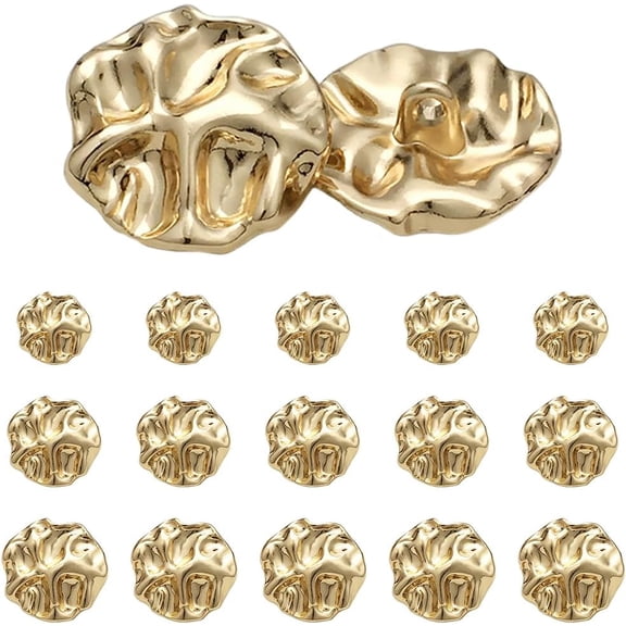 15 Pcs Gold Buttons, Zinc Alloy Irregular Shape Large Buttons for Sewing Women's Sweater Coat Accessories Fashion Gold Metal for Cardigans Jeans Shirts Knitting Coats & DIY Crafts