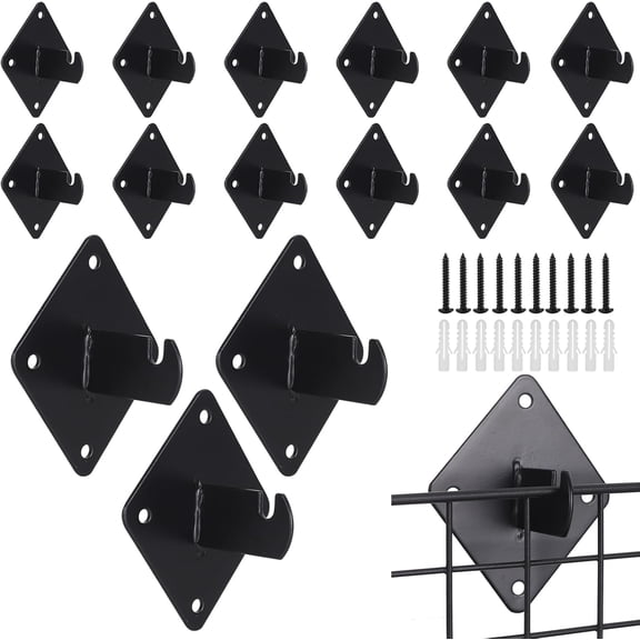 15 Pcs Gridwall Mount Brackets with Screws,Metal Grid Panel Wall Mount Bracket,Grid Wall Accessory for Grid Panels Warehouse Office Cloakroom Retail Display Wall