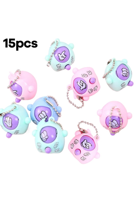 15 Pcs Guessing Eggs Mini Keychain, Rock Paper Scissors Fidget Toy for Stress, Cute