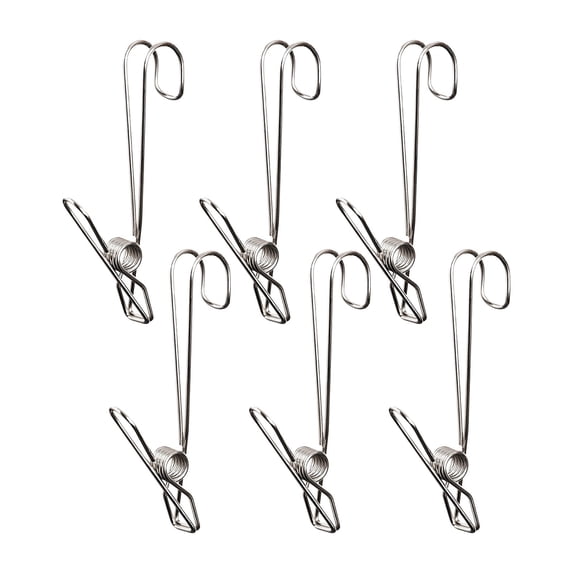 15 Pcs Hanger Clips with Hooks, Metal Laundry Hooks Hanging Clip, Stainless Steel Laundry Hook Clips, Multi-Purpose Clothespins for Pants, Closet, Travel, Socks, Handbags, Towels