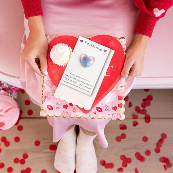 15 Pcs Heart Crystals and Healing Stones Bulk,Polished Natural Heart Shaped Rocks Gemstones with Hug Cards Set for Meditation Balancing Reiki Valentines Mother's Day Gifts(Blue)