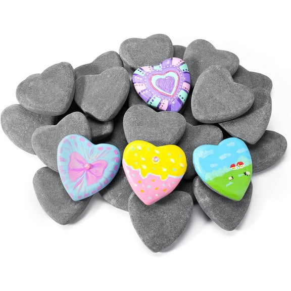 15 Pcs Heart-Shaped Rocks for Painting, 2in Valentine's Day Heart Stones, Natural River Rocks to Paint, Flat Painting Rocks, Smooth Rocks for Crafts, Stones for Girls DIY, Kindness Rocks