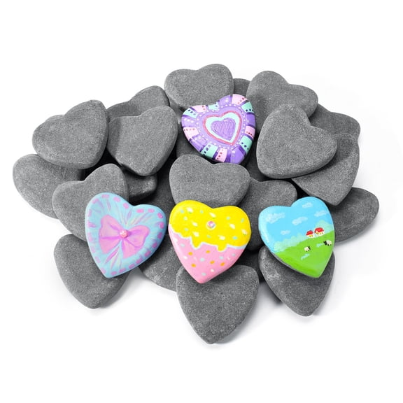 15 Pcs Heart-Shaped Rocks for Painting, 2in Valentine's Day Heart Stones, Natural River Rocks to Paint, Flat Painting Rocks, Smooth Rocks for Crafts, Stones for Girls DIY, Kindness Rocks