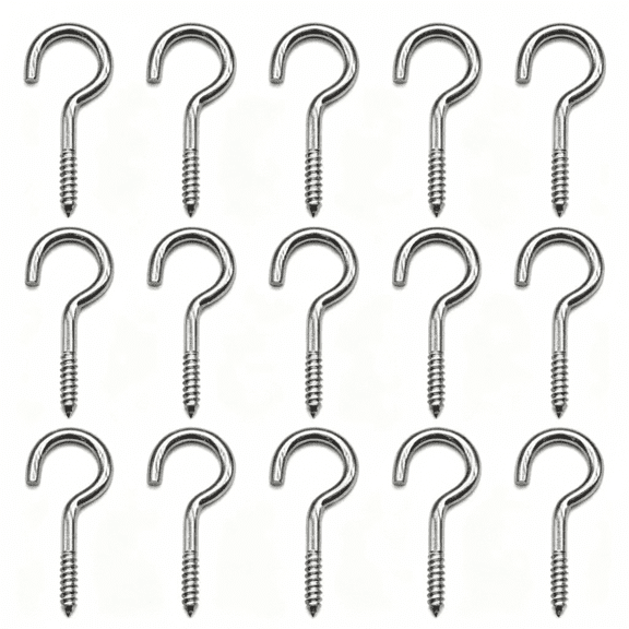 15 Pcs Heavy Duty Screw Hooks, 2.5 Inch 304 Stainless Steel Open Eye Hanging Hooks Rust Resistant, Indoor Outdoor Utility Hooks for Hanging Plants Household Items