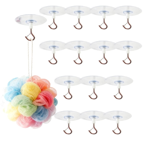15 Pcs No Hole Adhesive Ceiling Hooks, 2.36 in Damage-Free Stick On Hooks, Heavy Duty Hold 2.2-4.4 Lbs, Transparent PVC & Metal, Versatile Use for Hanging Plants, Decorations