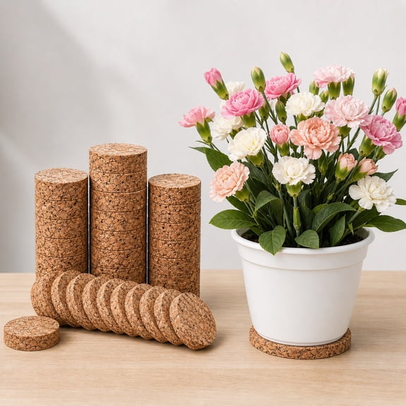 15 Pcs Invisible Pot Feet Tutuviw Plant Pot Feet Risers with Non Slip Surface Sturdy Cork Plant Riser Pot Feet Solid Corkwood Planter Pot Lifter for Indoor Outdoor Plants Pots (2" Dia)