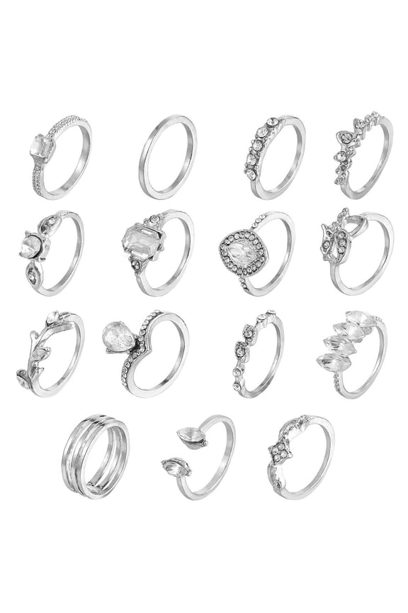 15 Pcs Knuckle Rings for Women Knuckle Rings Set for Women Stackable Rings Sets Retro Vintage Joint Finger Rings Set Jewelry Gifts Silvery