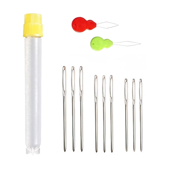 9 Pcs Large Eye Sewing Needles with Threader,Blunt Tip Tapestry Needles for Crochet, Knitting, Embroidery & Yarn Crafts, 3 Sizes (2.05, 2.36, 2.76 in)