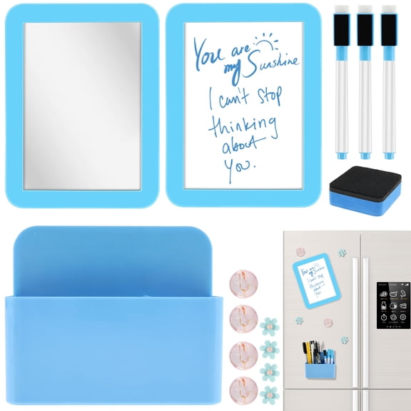 15 Pcs Locker Accessories Set Magnetic with Whiteboard Mirror Storage Box Pens Magnets for Back to School Locker Essentials Decorations , Blue