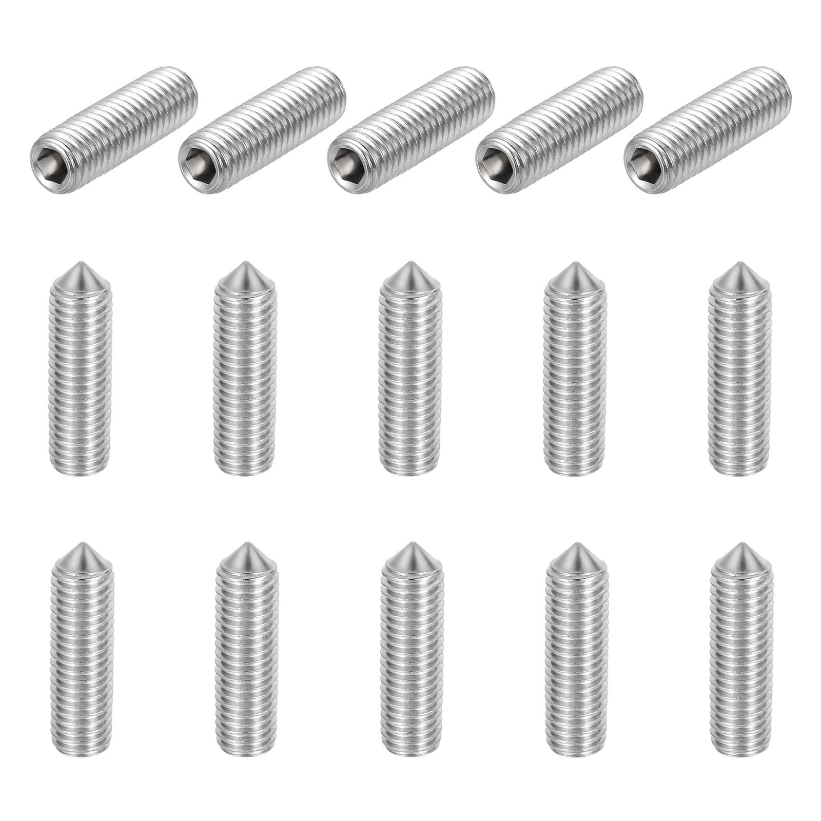 15 Pcs M10x40mm Set Screws, 304 Stainless Steel Cone Point Hex Socket Grub Screw
