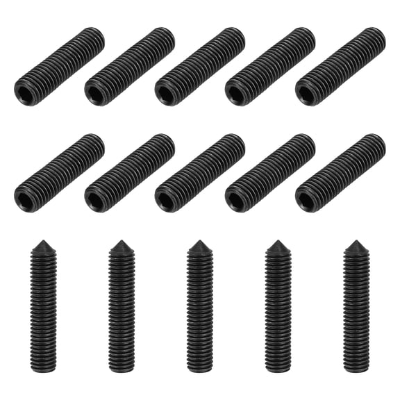 15 Pcs M10x50mm Set Screws, Carbon Steel Cone Point Hex Socket Grub Screw