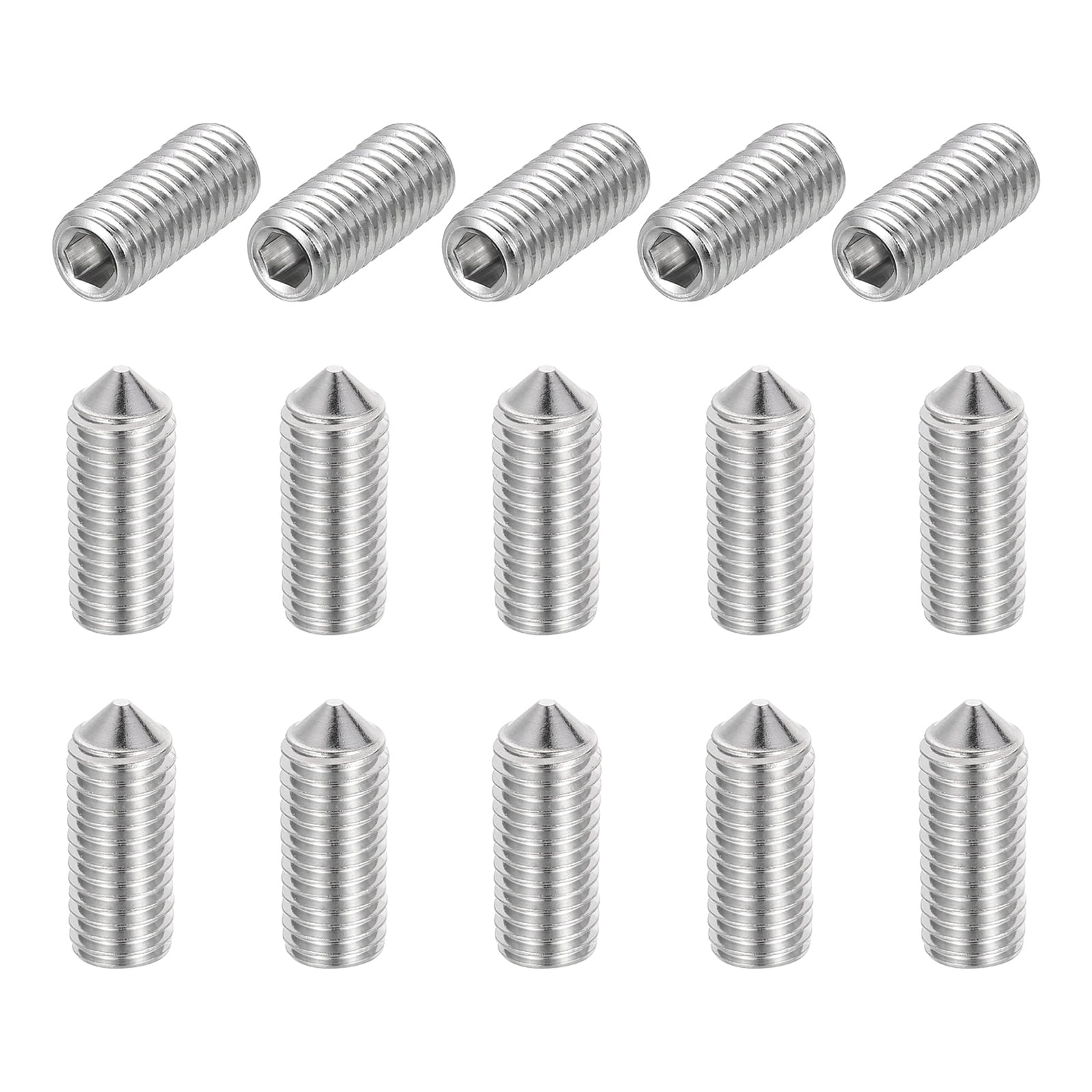 15 Pcs M12x30mm Set Screws, 304 Stainless Steel Cone Point Hex Socket Grub Screw