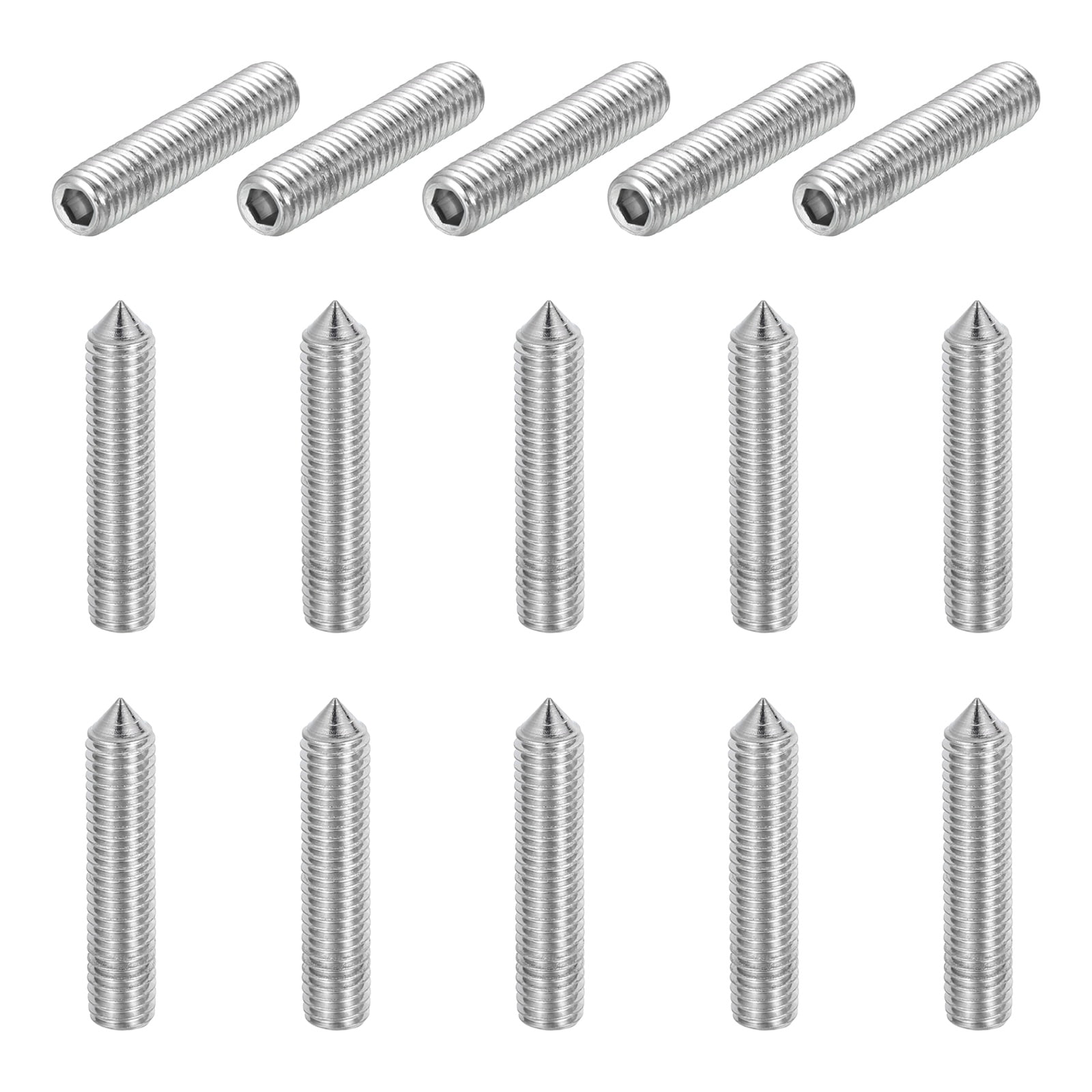 15 Pcs M8x50mm Set Screws, 304 Stainless Steel Cone Point Hex Socket Grub Screw