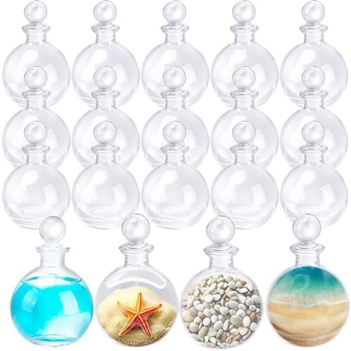 15 Pcs Magic Season Christmas Glass Bottle 240 ML Clear Round Spherical Decorative Potion Bottles with Glass Stopper for Art Home Decor DIY Liquor Party Gift Snow$$Home Decor, Kitchen, & Other