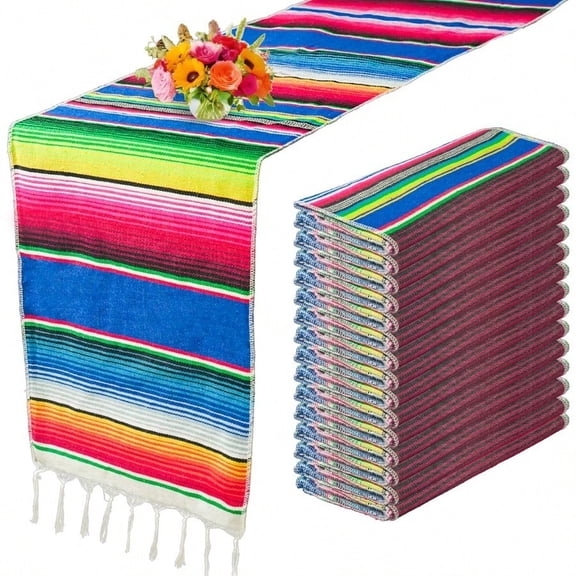 15 Pcs Mexican Table Runner Fiesta Mexican Theme Party Decoration for Cinco de Mayo Fiesta Party Serape Zarape Table Runner 14 x 84 Inch Elegant Style
