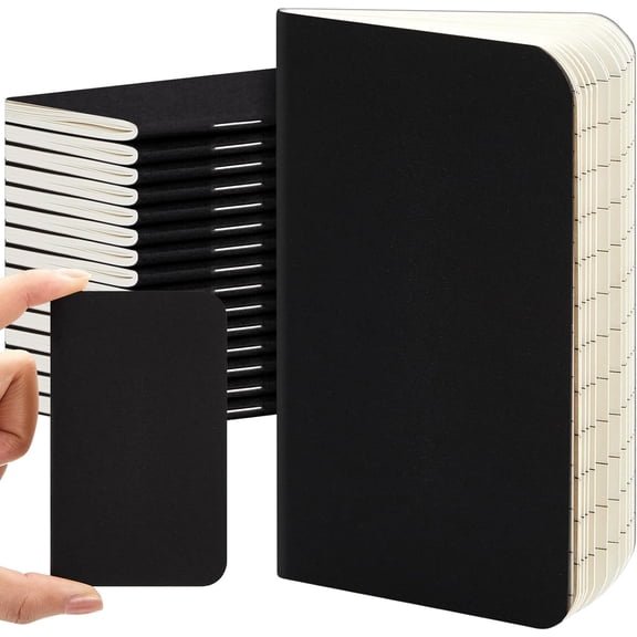 15 Pcs Mini Pocket Notebook 2.5" x 4" Small Journal Kraft Paper Notepads Bulk Softcover Pocket Notepad Memo Diary Subject Notebooks for Traveler Worker(Black,Lined Style)