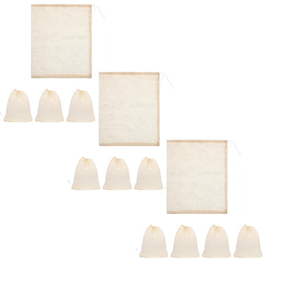 15 Pcs Muslin Drawstring Bags Reusable Tea Bags Empty Spice Bags for Cooking Soup Natural Unbleached Cotton Straining Herbs Cheesecloth Bags for Coffee Tea Brew, Soup, 5.11"x6.3", Beige