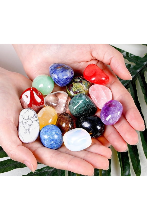 15 Pcs Natural Crystals Bulk Tumbled Stones, Polished Quartz Crystal Set, Chakra Reiki Rocks Decoration, Beginners Gemstones