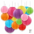 thumbnail image 1 of 15 Pcs Paper Lanterns Decorations with String, Round Paper Hanging Decorations Party Ball Lanterns Lamps for Wedding Birthday Home Decor, Size of 6, 8, 10 Inches (Multi-color), 1 of 7