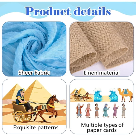 15 Pcs Passover Table Runner and Centerpiece, Passover Parting The Red Sea Tablecloth, Jewish Pesach Table Decoration for Holiday Parties Dining Room Kitchen Seder Tabletop Decor