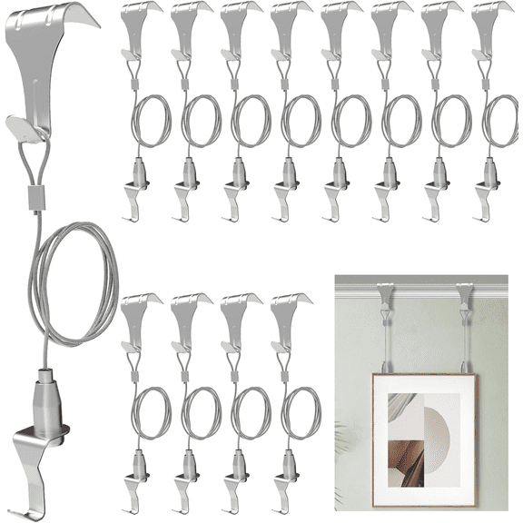 15 Pcs Picture Rail Hanging System Gallery Rails for Shelves Art Hanging System Picture Rail Hooks and Wire Kit