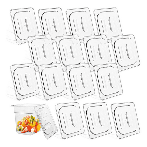 15 Pcs Polycarbonate Food Pan Lids with Handle 1/6 Size Hotel Pan Clear Steam Pan Covers for Restaurant Hotel Commercial,15 Pcs x Polycarbonate Food Pan Lids,Transparent