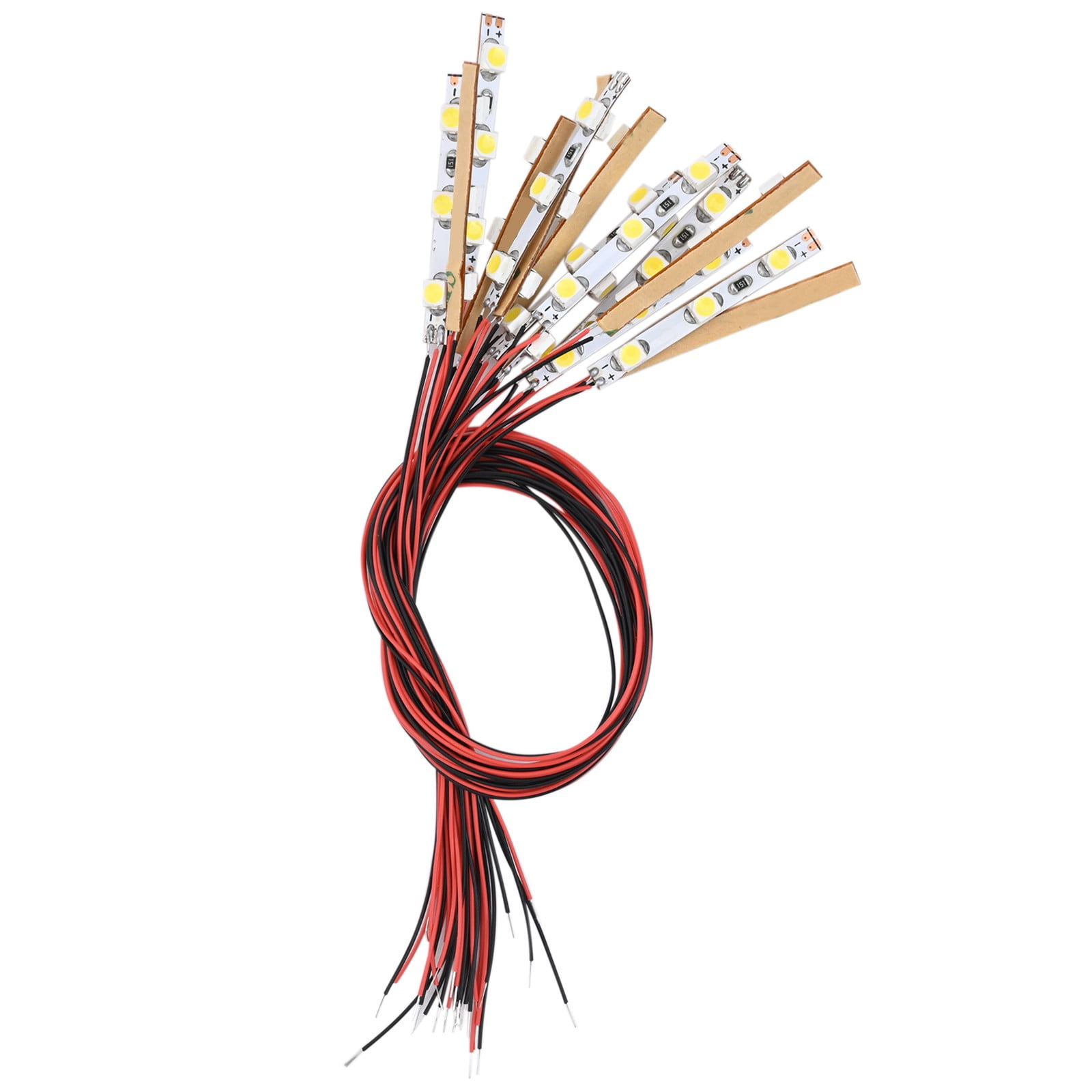 10 Bandes LED Auto-Adhésives Pré-câblées - 3 LEDs SMD, 12-18V, Fil 20cm - Bleu - Pour Maquettes/Déco