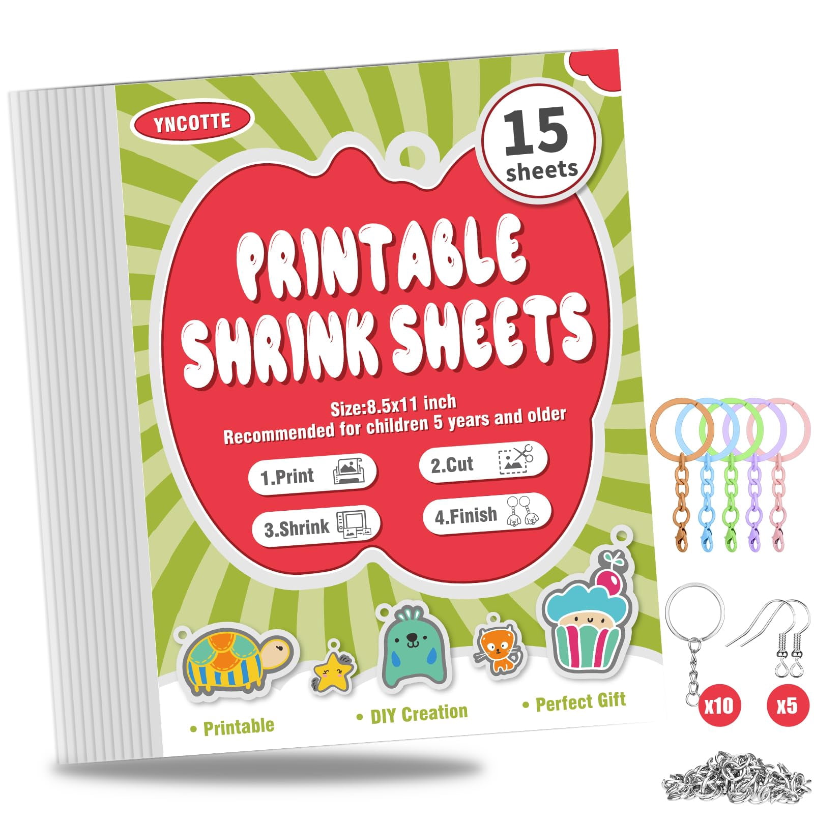 15 Pcs Printable Shrinky Vtf5 Dink Sheets Safe Printable Shrink