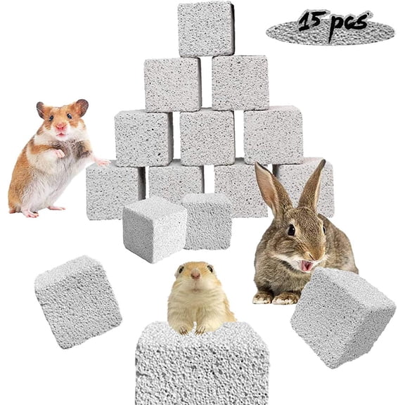 15 Pcs Rabbits Lava Blocks Bunny Teeth Grinding Stone Small Animal Mineral Calcium Stone Chews Toy for Hamsters,Chinchillas and Parrot
