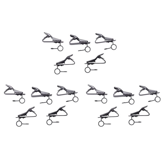 15 Pcs Ring Mini 7.5 mm Microphone Clip Holder Tie Clip Collar Clip Practical (Black)