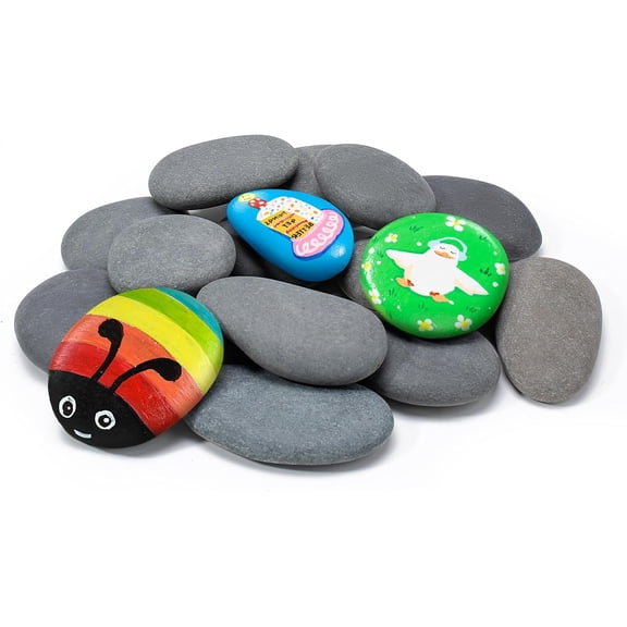 15 Pcs Rocks for Painting, River Rocks to Paint, 2"-3" Flat Painting Rocks, Smooth Rocks for Crafts, Natural Stones for DIY, Kindness Rocks Garden Decoration