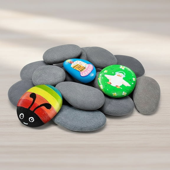 15 Pcs Rocks for Painting, River Rocks to Paint, Flat Painting Rocks, Smooth Rocks for Crafts, Natural Stones for DIY, Kindness Rocks Garden Decoration