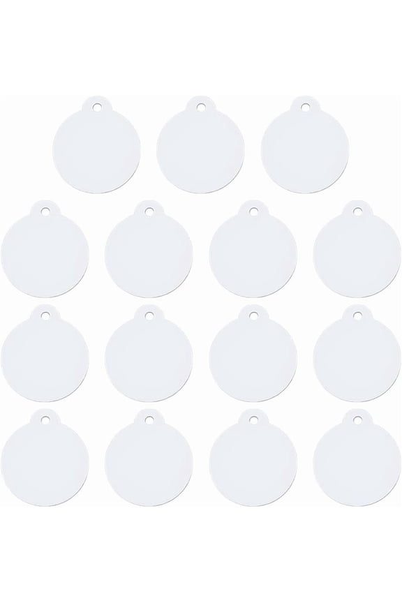 15 Pcs Round Aluminum Sublimation Blanks 1.24x1.42 Inch Aluminum Double Side Stamping Tags for Heat Press Printing Laser Engraving Tags Charms Ornaments Jewelry Making Supplies