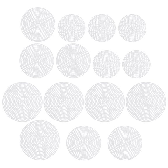 15 Pcs Round Plastic Mesh Cross Stitch Canvas Shapes Yarn Crafting Mat Needlework Crochet Tools