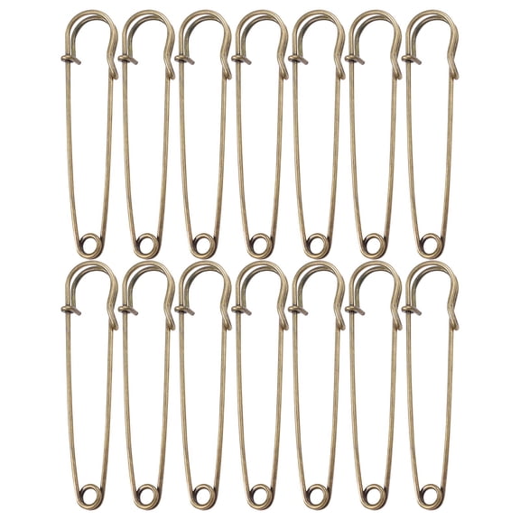 15 Pcs Safety Pins.2.95 Inch Safety Pin,Metal Extra Safety Pin,Heavy-Duty Blanket Pins,Metal Lock Pins,for Laundry, Key Rings, Clothes & More,Metal Tip Large Pin Secure Hold,(Bronze,2.95 in)
