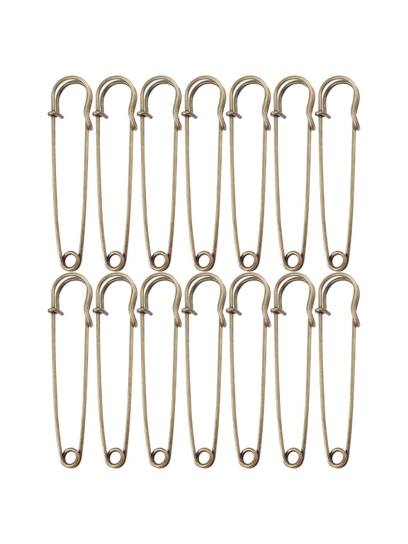 15 Pcs Safety Pins,2.95 Inch Safety Pins, Heavy-Duty Metal Sewing Safety Pins,Metal Sewing Pins for Blankets Skirts Crafts Brooch Making,Small Safety Pin,Decorative Safety Pins,(Bronze,2.95 in)