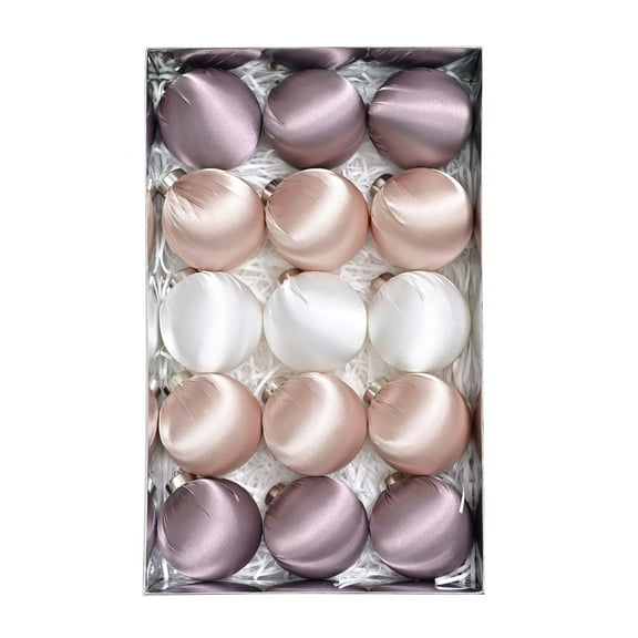 15 Pcs Satin Christmas Balls 3.15 Inch Luxury Christmas Tree Ball Ornaments Satin Plastic Xmas Decorative for DIY Xmas Holiday Party Indoor Decorations 