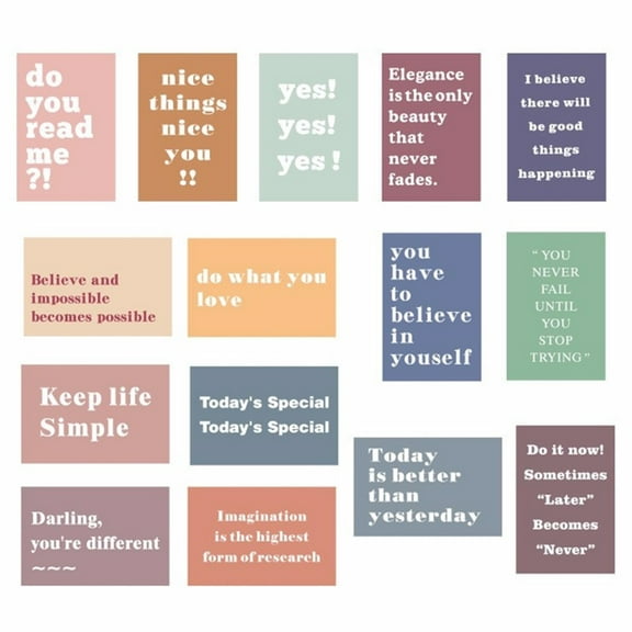 15 Pcs/Set Text Inspirational Decorative Card Dormitory Bedroom Room Stickers