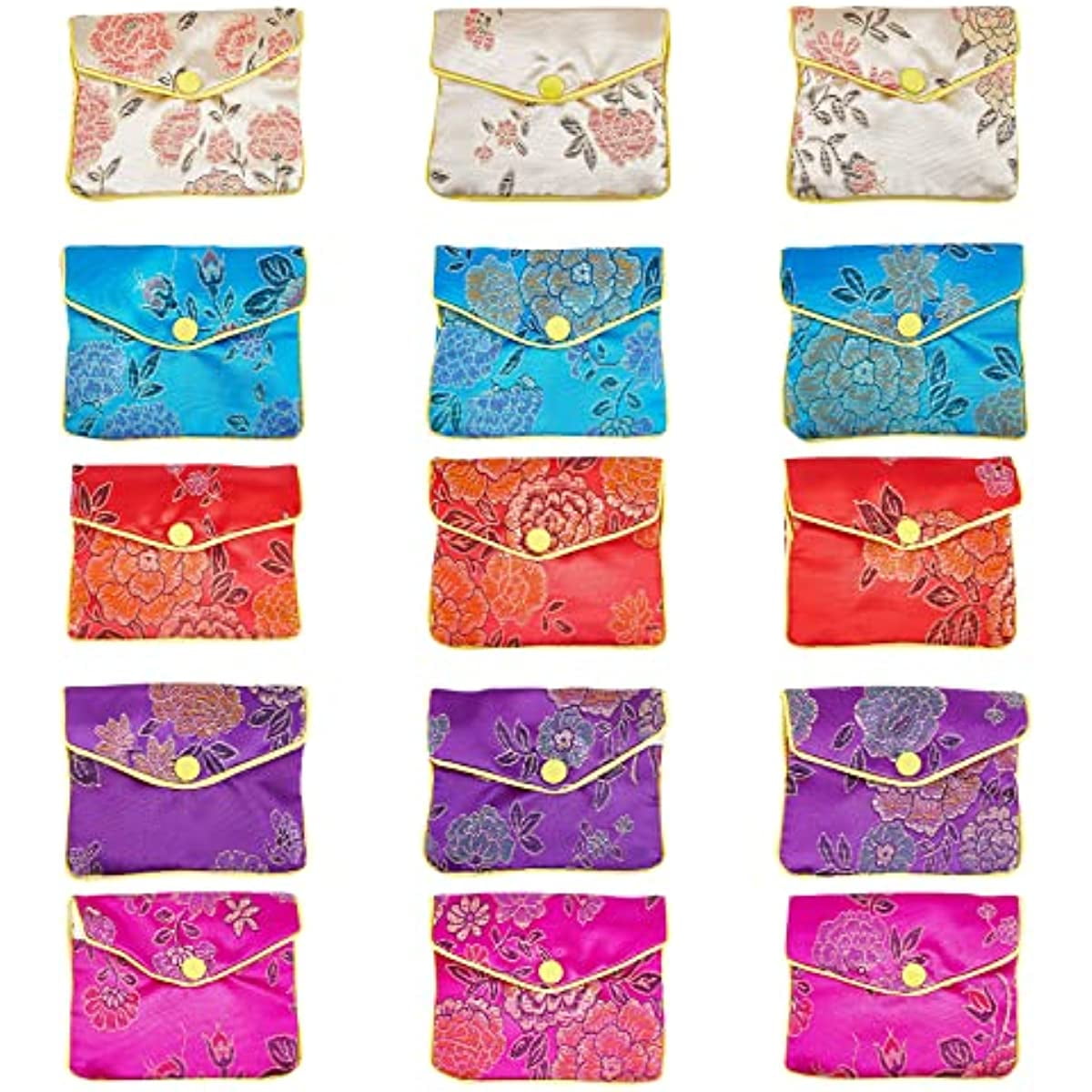 15 Pcs Silk Jewelry Pouch with Zipper Chinese Silk Pouches Travel Jewelry  Pouch Small Zippered Jewelry Pouches Asian Jewelry Pouch for Traveling  Jewelry Wedding Gift Package 