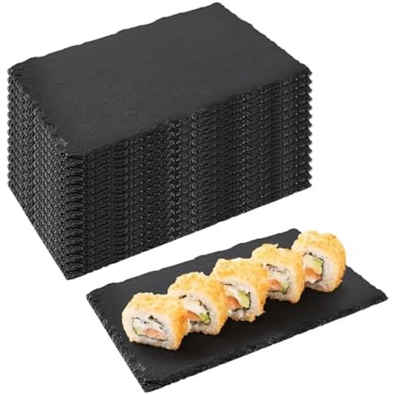 15 Pcs Slate Cheese Boards, 7.9 x 3.9 Small Charcuterie Boards, Natural Slate Serving Platters, Stone Serving Trays, Rectangle Plates for Sushi, Fruits, Meat$$Home Decor, Kitchen, & Other