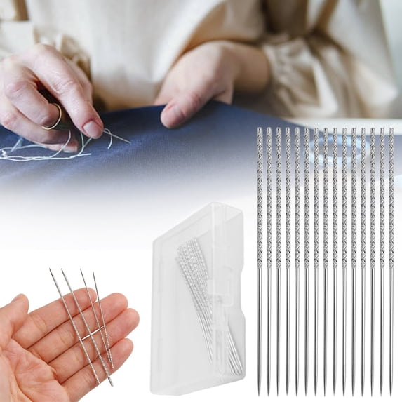 15 Pcs Snag Repair Tool Snag Nab It Tool Snag Repair Needle Leather Craft Sewing Needle Repair Needle Set for Knitting, Silver 1.2×76Mm Knurling Needle